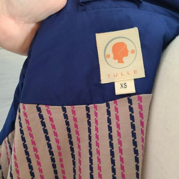 Tulle‎ Blue Trench Coat Jacket Size XS - Picture 3 of 13